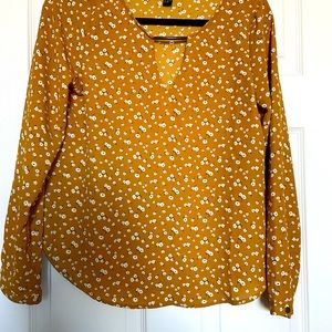 Forever 21 Mustard Floral Blouse